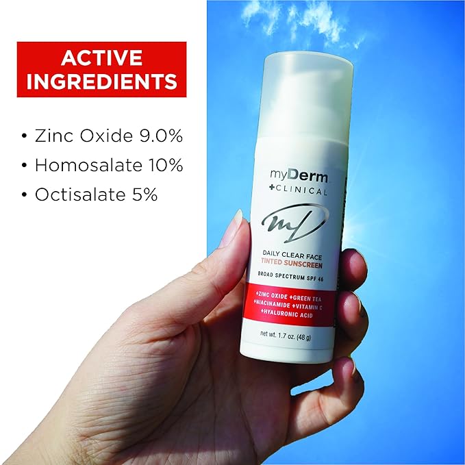 myDerm CLINICAL SPF 46 TINTED Zinc Sunscreen Lotion
