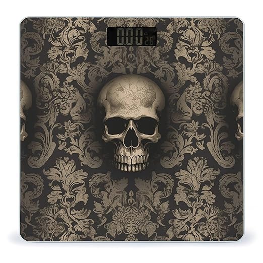 Gothic Wallpaper Skull Bathroom Scale for Body Weight LCD Display Digital Bathroom Scale Tempered Glass Bathroom Weight Scales Fashion Smart Scales for Home Bedroom 400 Lb