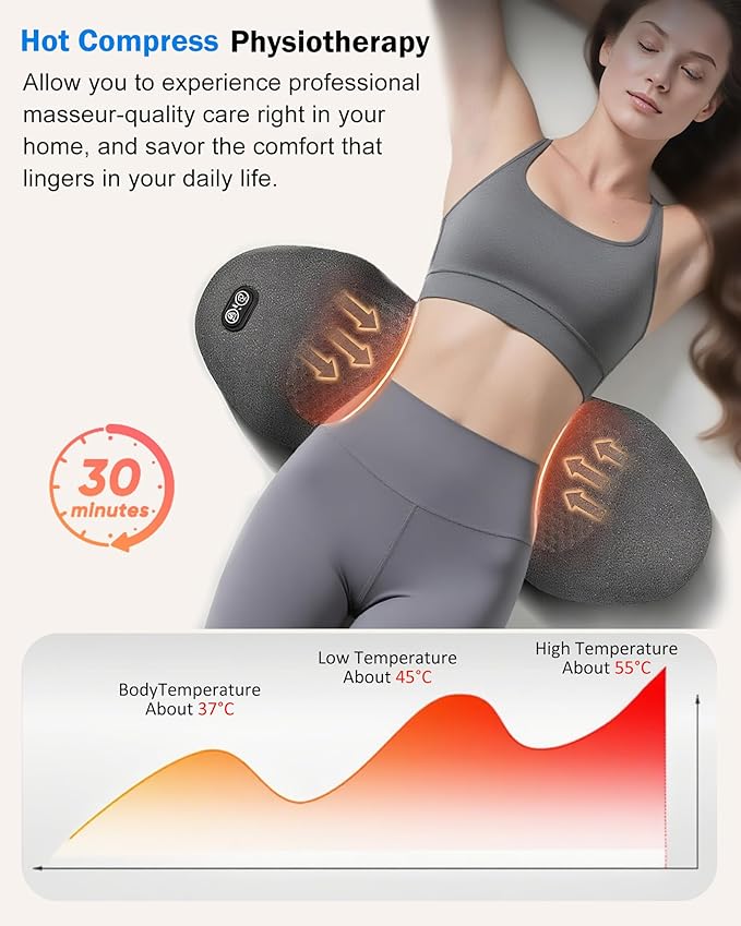 FSA Eligible HSA 3 in 1 Electric Lumbar Support Pillow -Lower Back Massager with Heat &amp VibrationAir Lift TechnologyErgonomic Memory Foam Back Massager for Pain Relief Deep Tissue
