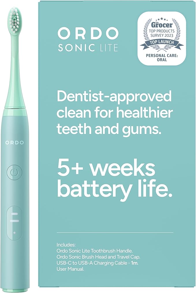 ORDO Lite Sonic Toothbrush Electric Toothbrushes with 35000 Pulses Per Min Dual Modes Over 5 Weeks Battery Smart Timer Waterproof USB C Sage