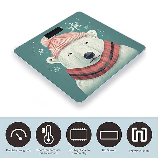 Bear Wearing Hat Smart Scale for Body Weight Accurate Bathroom Scale with LED Display Digital Weight Scales Weighing Machine High Precision Scales for Bath Home