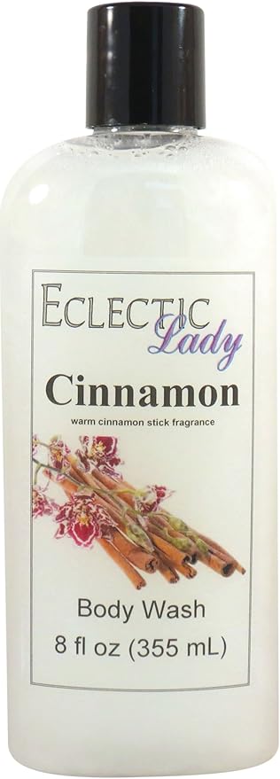 Eclectic Lady Liquid Pearl Body Wash - Cinnamon Scent 3-in-1 Use For Bubble Bath Hand Soap &amp Body Wash Phthalate-Free Cinnamon Fragrance Handcrafted in USA (8 oz)
