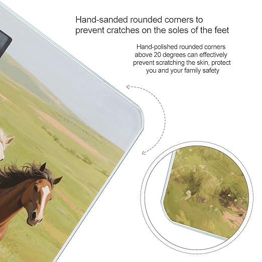 Running Horses Weight Scale Large Digital Bathroom Scales with Bright LED Display Non Slip Digital Scale and Step On Fashion Weighing Machine for Body