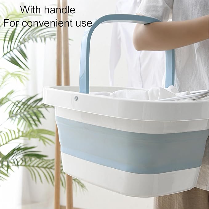 Pomya Foot Bucket Foot Bath Basin Detachable Lid Thickened with Handle for Foot Spa (Blue)