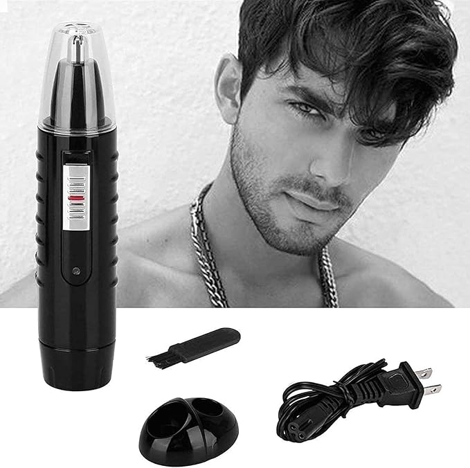 Water Resistant Stainless Steel Nose and Ear Hair Trimmer with LED Light Suitable for Men's Nose Hair Trimming
