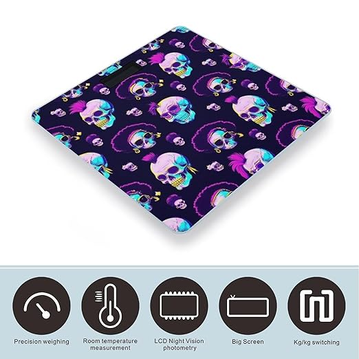 Digital Bathroom Weighing Scale Energy Saving Scale Smart Scale for Body Weight Cool Goth Rock Skull