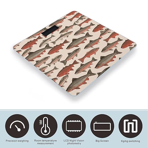Salmon Scale for Body Weight Anti-Slip Sturdy Tempered Glass Weighing Machine Highly Digital Accurate Bright LCD Bathroom Scale for Household Gift