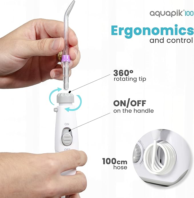 Bostontech® Water Flosser Deep Oral Cleaning with Electric Power Oral irrigator with 10 Adjustable Pressure Levels 9 Nozzles Includes Special Nasal tip 600 ml Tank Ideal for Gums Braces Implants