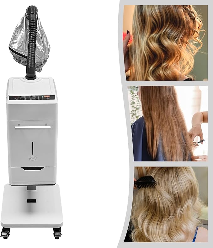 Professional Nano Hair Steamer and Hair Color Processor Smart Touch Control Anion Hair Repair and Hair Care Instrument for Low-Temperature Perm Steam Dyeing Salon Spa Steam Hair Care with Caps 500W
