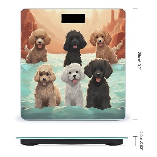 Poodles Dogs Scale for Body Weight Highly Accurate Digital Bathroom Scale Sturdy Tempered Glass Weighing Scales with LCD Display Fashion Body Fat Smart Scales 400lb