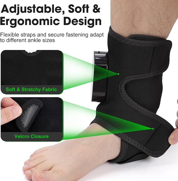 DeMoce Cordless Ankle Massager for Pain Relief Ankle Heating Pad with Massage Foot and Ankle Massager Foot Massager with Heat 6 Heat Levels 3 Vibration Modes Single One Black