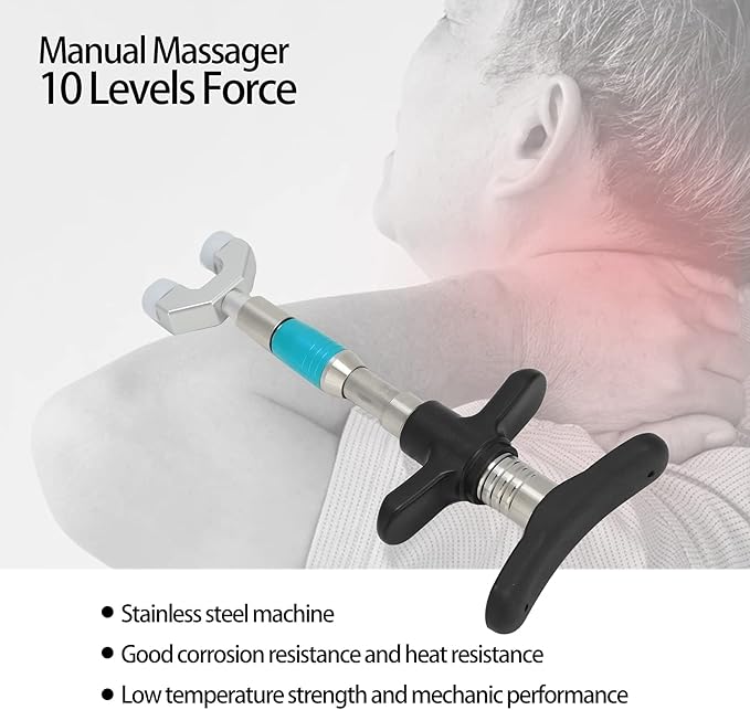 Manual Chiropractic Adjustment Correction Tool for Spine Back Massage Portable Chiropractic Adjustment Tool Adjuster with 6 Massage Heads(Blue)