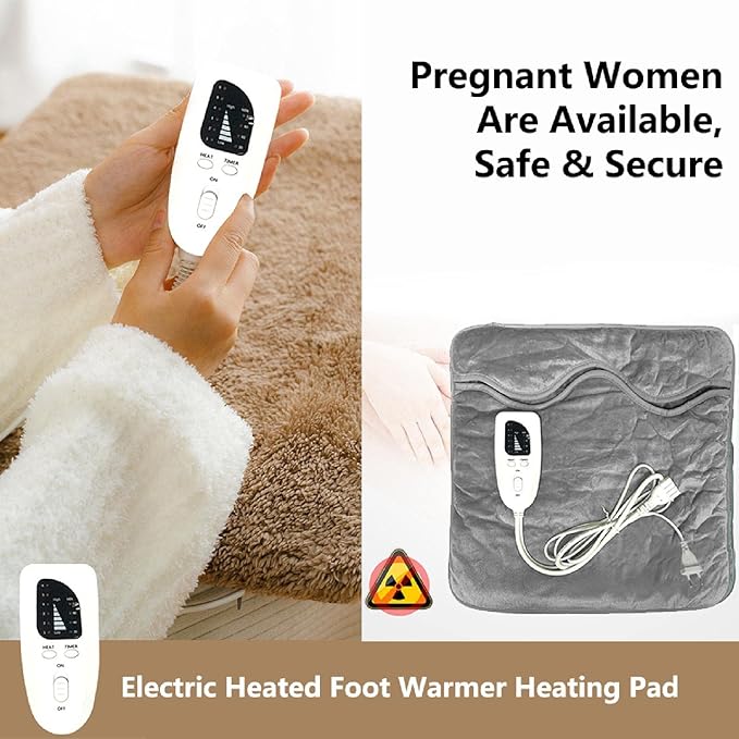 Electric Heating Pads Foot Warmer Heated Cover Feet Hands Legs Back Warmer Body for Men and Women 6 Heat Levels and 4 Timers Home School Office Outdoor Winter (US/EU/UK)