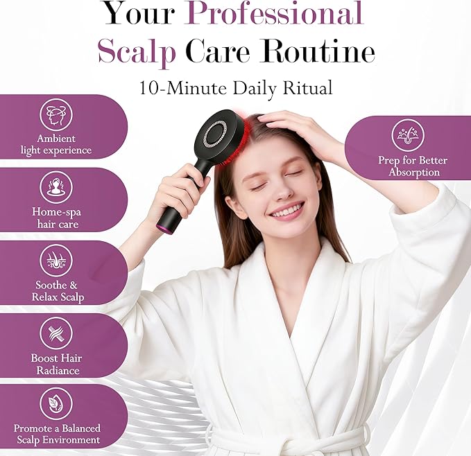 3-in-1 Rechargeable Scalp Massager Hair Growth Oil Applicator Gentle Scratching &amp Kneading IPX7 Waterproof Electric Head Massage Tool for Home Spa Portable Scalp Brush for All Hair Types