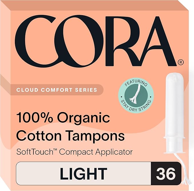 Cora Organic Feminine Care | 72 Long No Wings Liners and 36 Light Applicator Tampon Multipack | Ultra-Absorbent Unscented Natural Non-Toxic | Bundle Pack