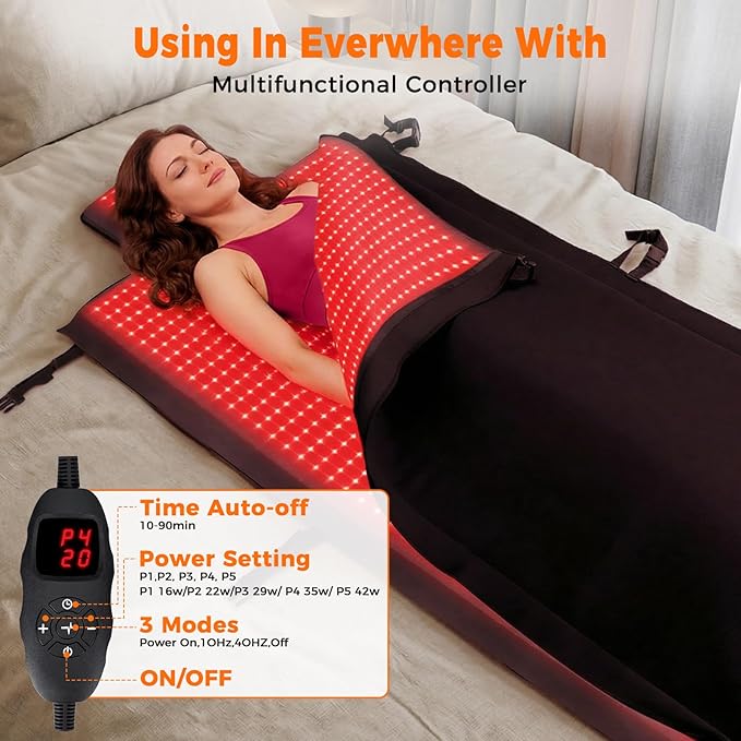 Full Body Red Light Therapy Mat Large Size Red Light Therapy for Body 660 &amp 850nm Dual Wavelength Red Light Blanket Birthday Christmas Gifts for Women Men Mom Dad Father Lover Black