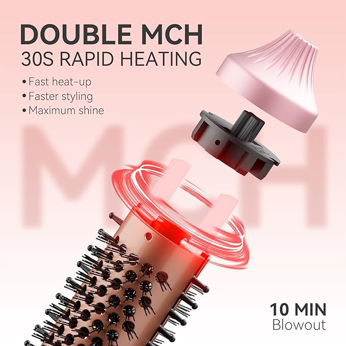 Thermal Brush MINI &amp Tiny 1 Inch Ionic Curling Brush for Shiny Hair Tourmaline Ceramic Ionic Curling Iron Brush for Short to Medium Hair Adjustable Temperature Dual Voltage Compact-Size