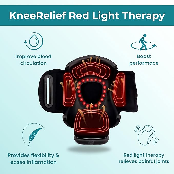 Norelie KneeRelief 3-in-1 Knee Massager Cordless with Heat Vibration and Red Light Therapy Adjustable Settings for Comfort and Mobility