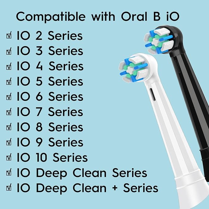 8 Pack IO Replacement Heads Compatible with Oral B IO 2/3/4/5/6/7/8/9/10/Deep Clean Series Electric Toothbrushes Brush Heads Compatible with Oral B iO (Black/White)