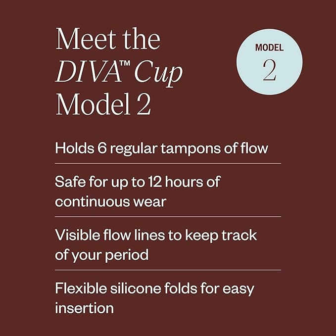 Diva Cup &amp Diva Wash Combo Pack - Medical Grade Silicone Cup for Period Care - Reusable Menstrual Cup - Cleaner for Period Cup - Cup Model 2 (for Wide Vaginal Canals Post-Partum &amp Ages 35+)