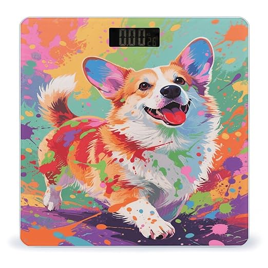 Colorful Corgi Weight Scale Large Digital Bathroom Scales with Bright LED Display Non Slip Digital Scale and Step On Fashion Weighing Machine for Body