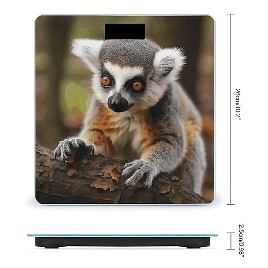 Monkey Lemur Cute Digital Bathroom Scale for Body Weight Weighing Scale with Backlit LCD Display High Precision Measurements &amp Measures Weight Up to 180kg