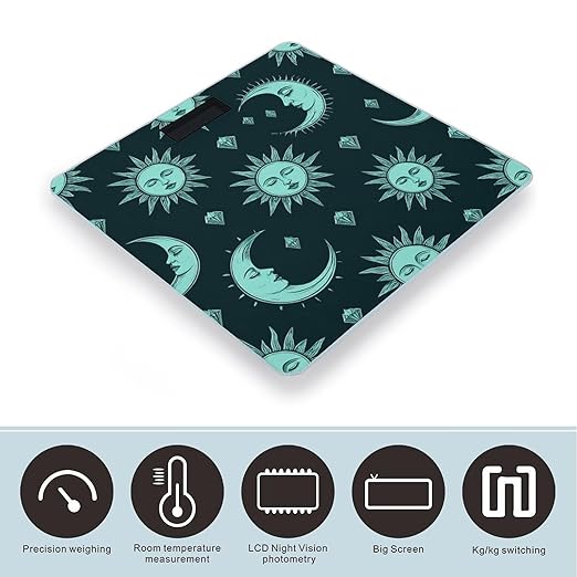 Men's Fashion Automatic Switch Digital Bathroom Weighing Scale Smart Scale Trippy Sun Moon Star