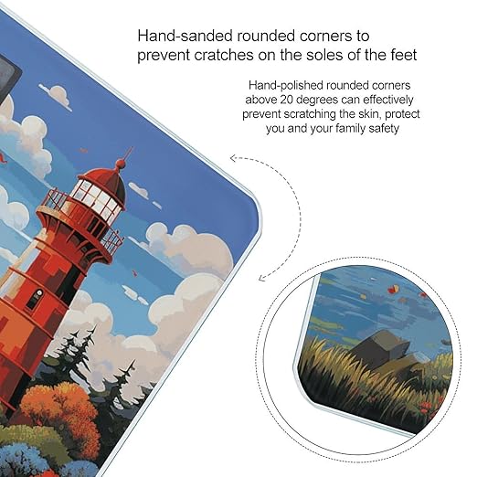 Coastal Lighthouse Bathroom Scale Automatic Power On/Off Body Scales LCD Backlight Display Square Digital Scale Rounded Corners Bathroom Scales for Home Bedrooms