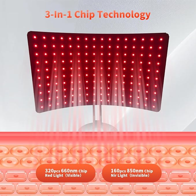 Red Light Therapy for Body Infrared Light Therapy Lamp with Stand Portable 660nm 850nm Red Light Therapy for Face Body Back Home Heating Red Light Therapy for Women Men