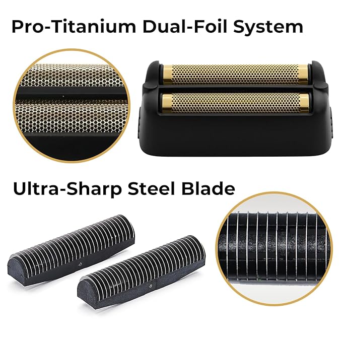 Shaver Replacement Foil and Cutter for BaBylissPRO FXONE Double Foil Stick ShaverHypoallergenic Extra-close Shaver Replacement Head (FX79RF2MB(Black)-1 Pack)