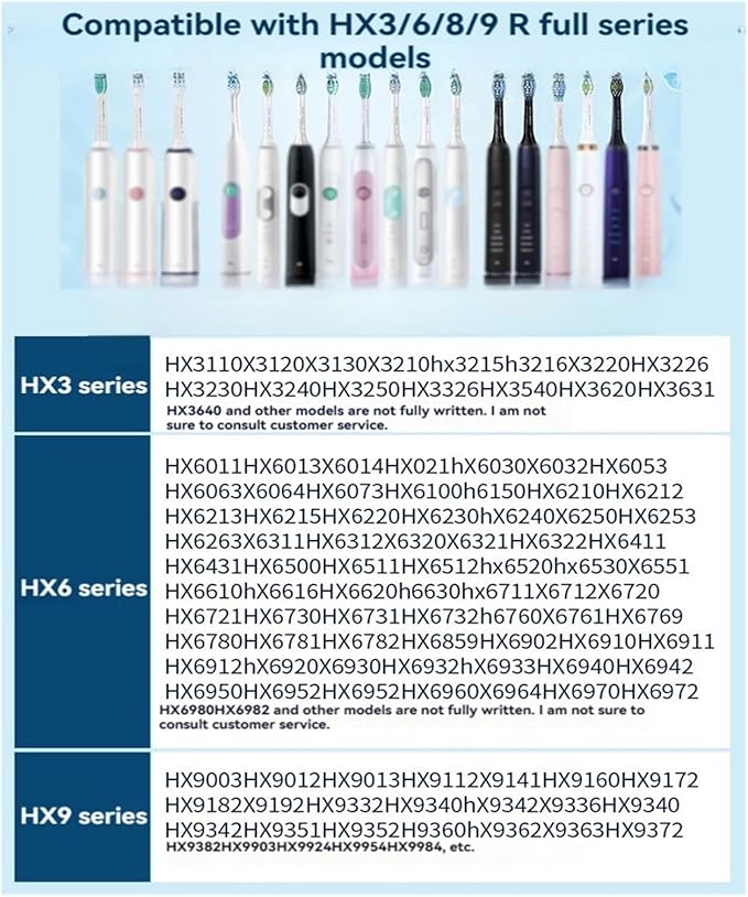 HX9034p Toothbrush Brush Head Compatible for HX3 HX6 HX9 Series HX3210 3211 6150 6500 6510 6530 9342 6730 9312 9372care IPS(HX9034P-48Pcs)