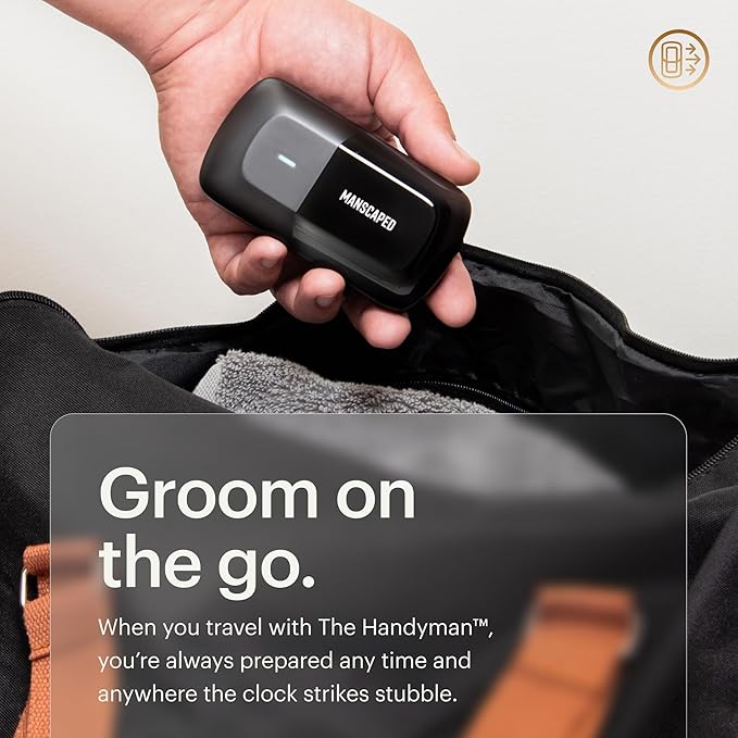 MANSCAPED® The Handyman™ Compact Face Shaver – Portable Men’s Travel Facial Hair Groomer USB-C Rechargeable Razor Electric Foil Face Shaver Waterproof Cordless Dual-Action SkinSafe® Foil Blades