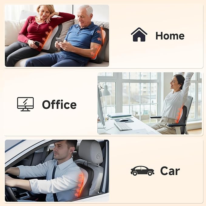 Shiatsu Back and Neck Massager for Pain Relief Deep Tissue Up and Down Rolling Back Massager with Heat 3D Kneading Massage for Office Home Car Birthday Gifts for Women Men Mom Dad