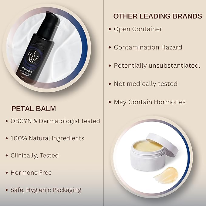 Petal Balm Daily Vaginal Skincare - Vulva Balm for Vaginal Dryness &amp Itching - Clinically Tested Hormone-Free Natural Vaginal Moisturizer for Sensitive Vulvar Skin - Intimate Feminine Care - 2Fl O