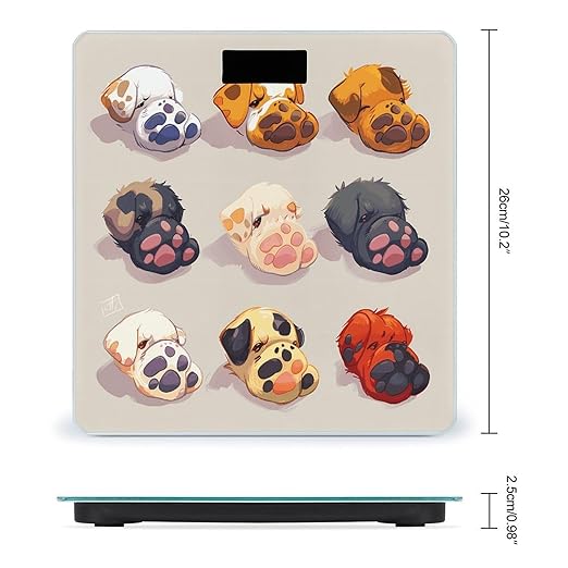 Cute Dog Paw Bathroom Scale for Body Weight Bathroom Weighing Scales with Back Lit LED Display Sturdy Tempered Glass Body Weight Bathroom Scale 400lb Weighing