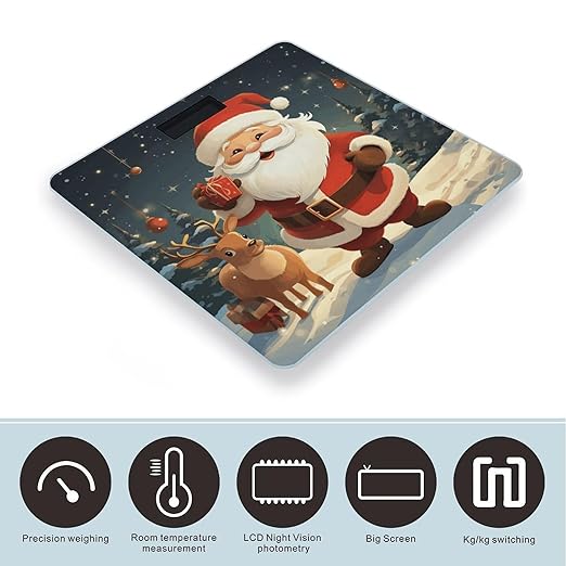 Christmas Santa Claus Weight Scale for Body Weight Digital Bathroom Scale High Capacity Accurate Digital Weighing Scales and Easy-to-Read on Backlit LCD Display Scales
