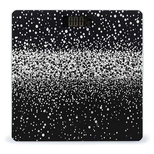 Black White Glitter Scale for Body Weight Digital Bathroom Scale Toughened Glass High Precision Scales for Body Weight with Large LCD Backlight Display Weight Scales