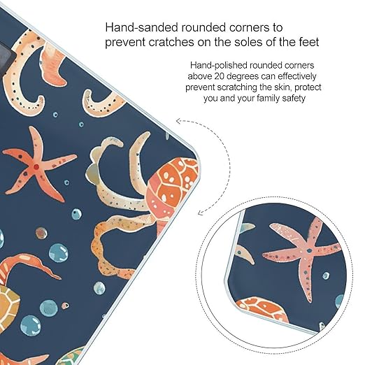 Turtle Octopus Pattern Ocean Theme Scale for Body Weight Smart Scales Digital Bathroom Scale High Precision Weighing Scales with Large Display Weighing Machine for People