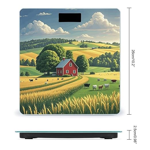 Country Farm Digital Bathroom Scale for Body Weight Weighing Scale with Backlit LCD Display High Precision Measurements &amp Measures Weight Up to 180kg