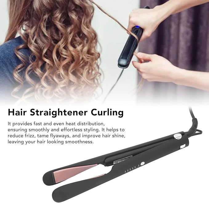 Pongnas 2 in 1 Hair Straightener Curler Professional Ceramic Flat Iron with Twisted Structure Design for Easy Styling Adjustable Temperature Control 320 450 Auto Shut Off (US Plug 500W)