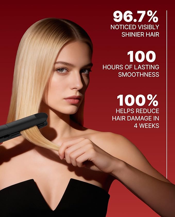 GLAMPALM Classic Vibrating 1 | Ceramic Flat Iron Infused with Vita-C Korean No.1 Hair straighteners for Women Dual Voltage Low Heat Hair Straightener Hair Styling Irons | GP225