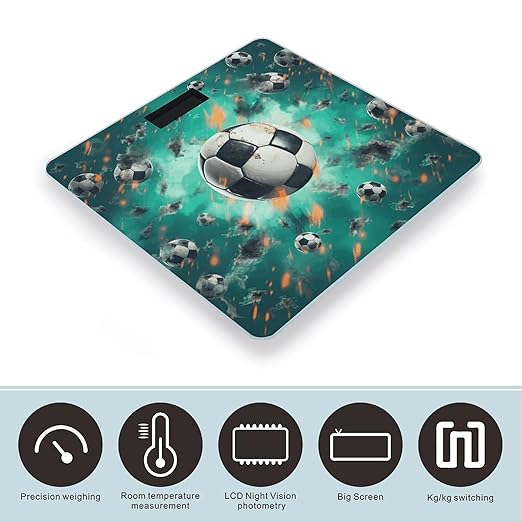 Soccer Digital Bathroom Scale for Body Weight Weighing Scale with Backlit LCD Display High Precision Measurements &amp Measures Weight Up to 180kg