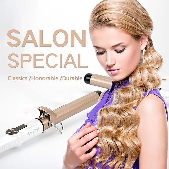 New Real Electric Professional Ceramic Hair Curler LCD Curling Iron Professional Anti-Tangle Auto Curling Iron with 5 Temperatures &amp Timers &amp LED Display