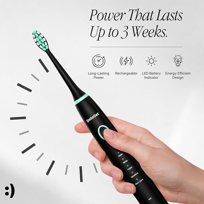 Sonic Toothbrush – Rechargeable Electric Toothbrush for Sensitive Teeth &amp Gums 40000 Sonic Vibrations 5 Brushing Modes USB Rechargeable 3-Week Battery Travel-Friendly - White