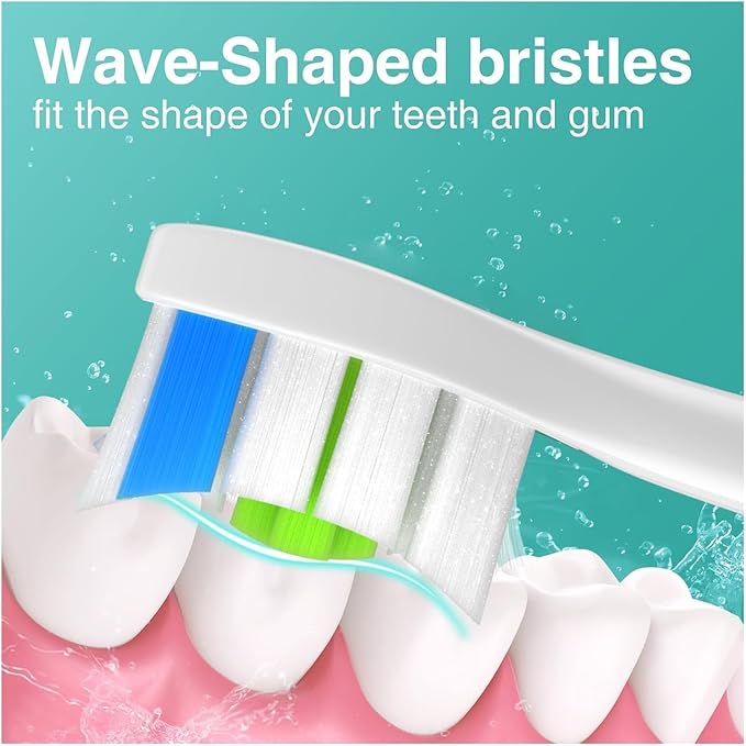 4/8pcs Replacement Toothbrush Heads Compatible for Philips Sonicare Soft Electric Brush Head 4100 6500 6100 7500 5(2White 2Black)