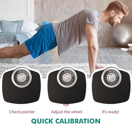 Adamson A25 Scales for Body Weight - Up to 400 LB - New Version - 5.3 Dial on 12.4 x 10.2 Platform - Anti-Skid Rubber Surface - High Precision Bathroom Scale Analog - Durable with 20-Year Assurance