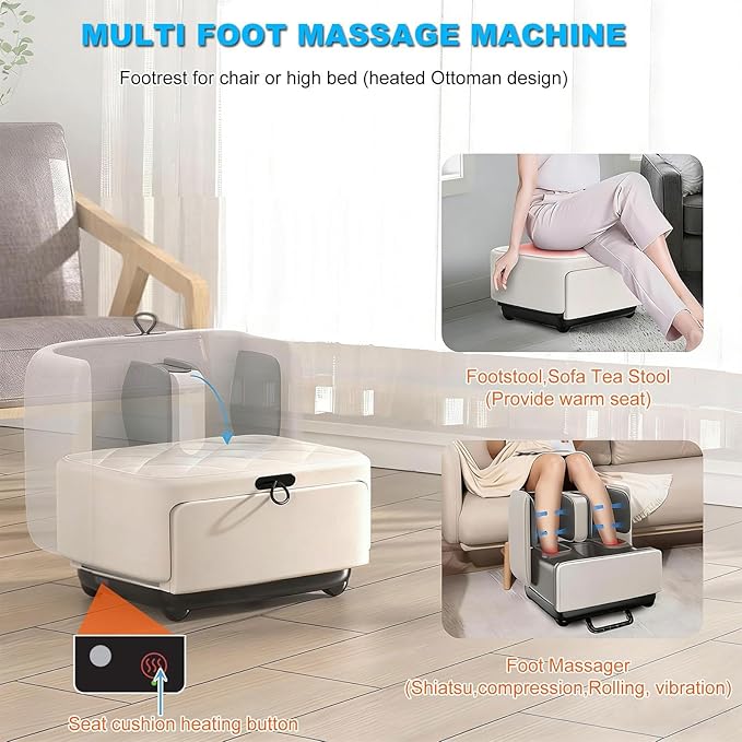 Shiatsu Foot and Calf Massager with APP Control Deep Kneading Foot Massager with Heat Vibration and Air Compression for Feet Ankle Leg Tired Muscles &amp Plantar Fasciitis for Men Women