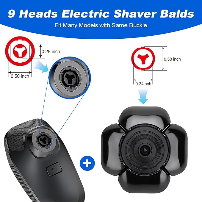 9 Blades Shaver Head - 2 Pack Men's Electric 9D Shaver Replacement Heads Universal Replacement Blade Head Electric Razor for menblack