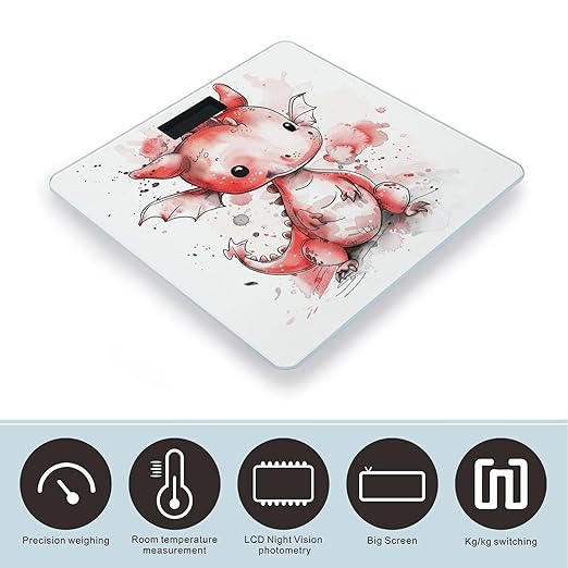 Digital Bathroom Scale for Body Weight Scale with Bright LCD Display High Accuracy Step-On Technology Auto On/Off Ink Style Dragon Digital Scales 400 Lbs /180kg