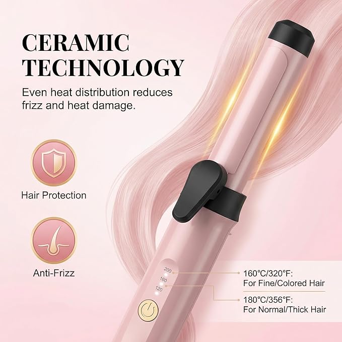 USB Rechargeable Cordless Curling Iron &amp Straightener 2-in-1 Mini Travel Hair Styler with Dual Temperature Settings Ceramic Portable Curling Wand for On-The-Go Touch-Ups(Gold)